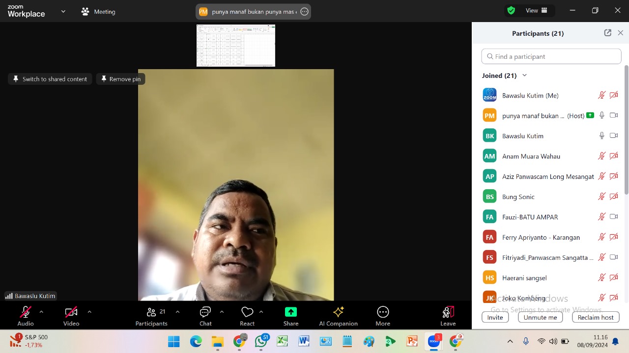 Dokumentasi Pelaksanaan Rapat Koordinasi melalui Aplikasi Zoom